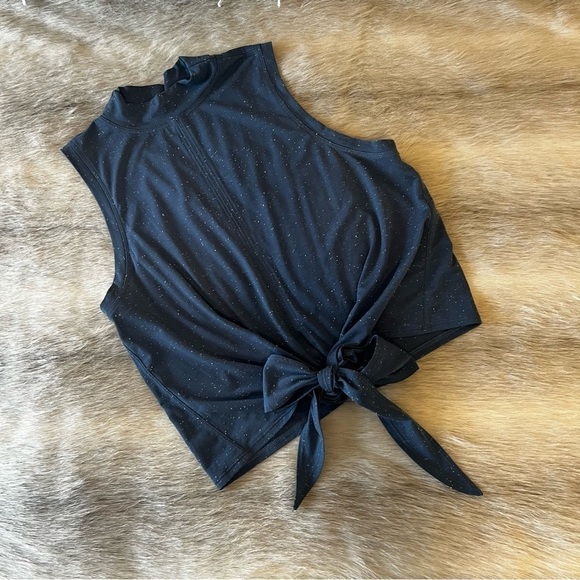 LULULEMON Blue Time to Restore Mock Neck Wrap Around Tie Back Tank Top Bra 4 - Picture 9 of 14